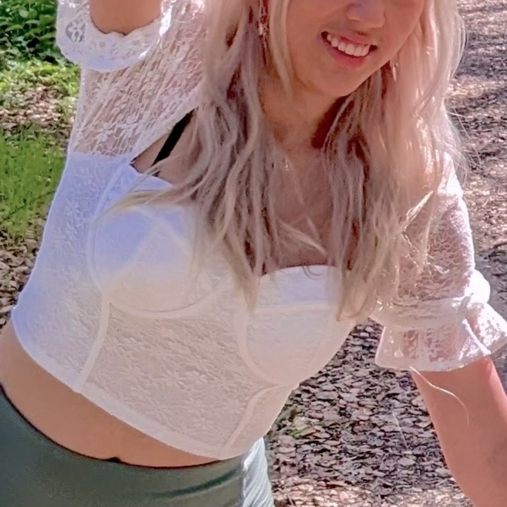 White Floral Corset Blouse